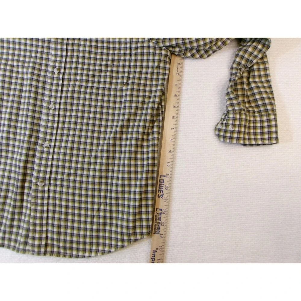 Banana Republic Mens Plaid Button Down Shirt Black Fern Green 542377-19 Medium